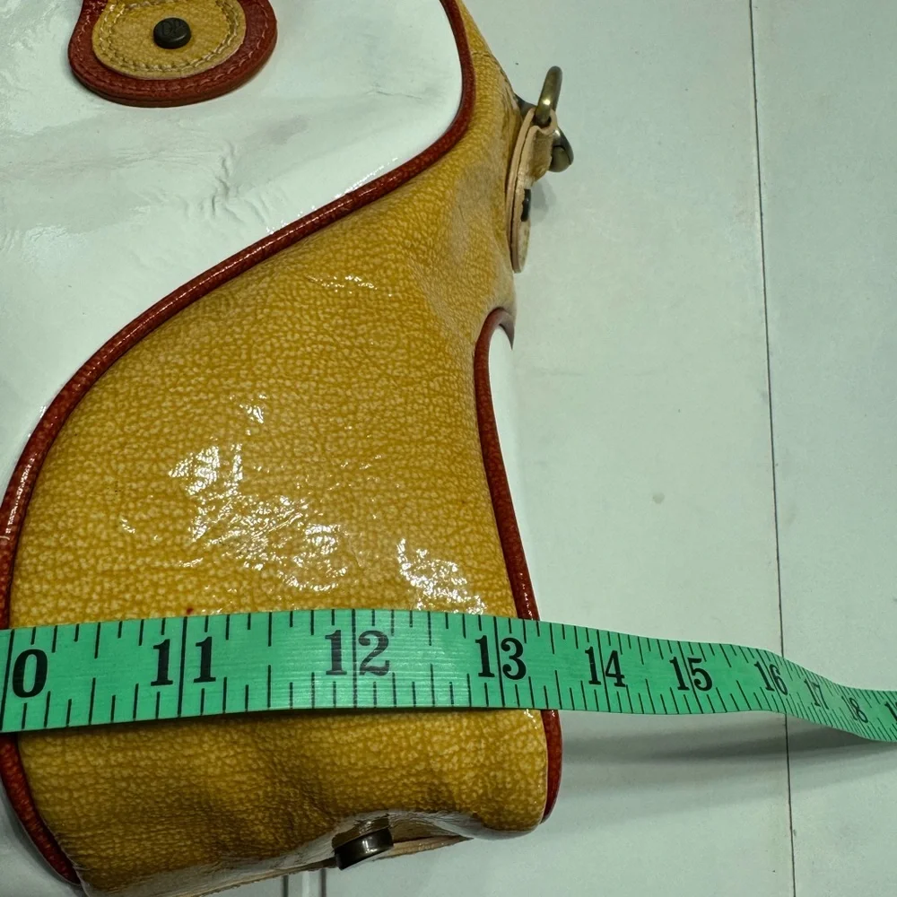 Donald J. Pliner White Yellow Patent Leather Satchel Shoulder Bag *Callouts - Picture 8 of 8